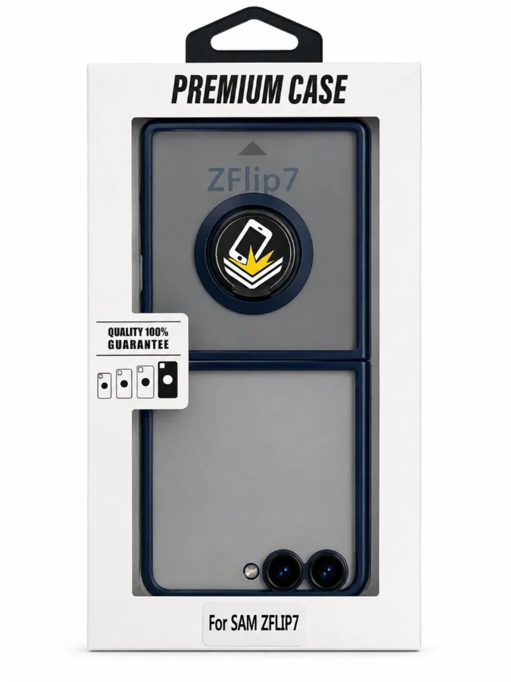 Samsung Galaxy Z Flip 7 Case Clear Blue Ring Stand Protective Cover New